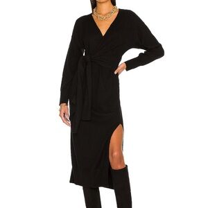 Simkhai Skyla Cotton/Cashmere Wrap Dress Navy Med